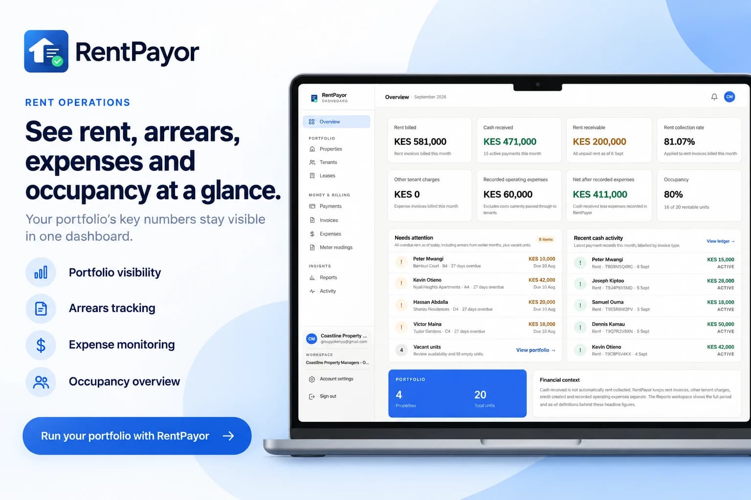 RentPayor portfolio dashboard