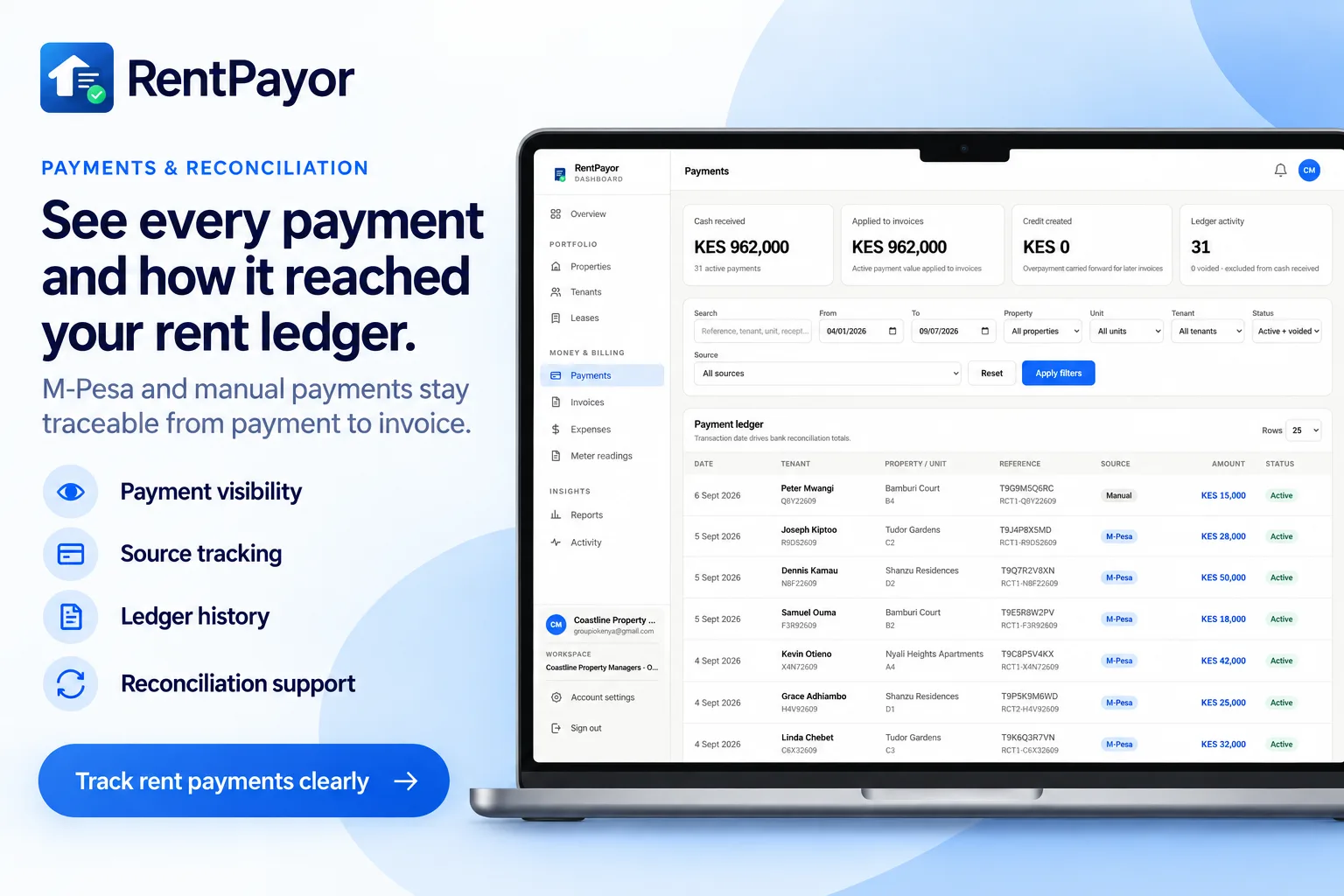 RentPayor digital rent ledger